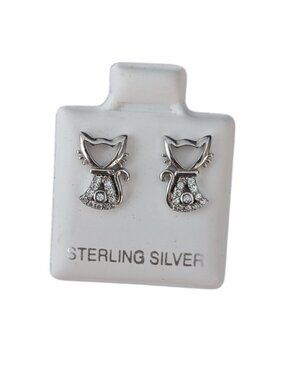 925 SILVER CAT SHAPE STUD EARRINGS